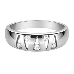 Zlatý prsten z bílého zlata se zirkony