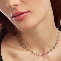 MINET Pozlacený stříbrný náhrdelník čtyřlístek s černou perletí