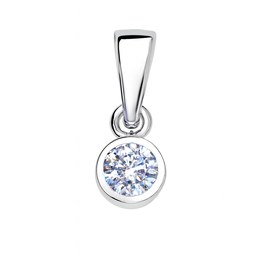 Zlatý 585/1000 přívěs z bílého zlata se zirkonem TU-4064