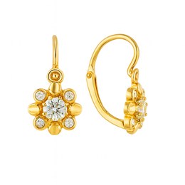 Zlaté naušnice kytičky bílé brizura