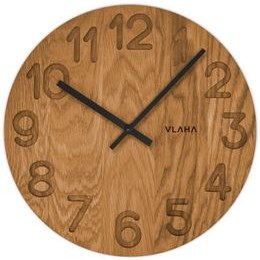VLAHA Dřevěné hodiny OAK vyrobené v Čechách s černými ručkami ⌀34cm