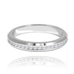 MINET+ Stříbrný snubní prsten s bílými zirkony