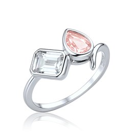 MINET Elegantní stříbrný 925/1000 prsten s bílým a růžovým zirkonem JMAS0357PR