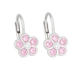 Zlaté 585/1000 náušnice z bílého zlata kytička se zirkony 6054PI