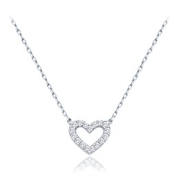 MINET Zlatý náhrdelník srdce z bílého zlata s bílými zirkony Au 585/1000 1,65g