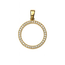 Zlatý 585/1000 přívěsek se zirkony kruh 3919