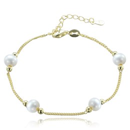 MINET Pozlacený stříbrný náramek s přírodními perlami
