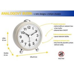 JVD SRP056.2 - Budík s automatickým osvětlením ciferníku