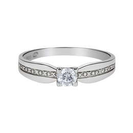 Zlatý 585/1000 prsten z bílého zlata se zirkony 10009