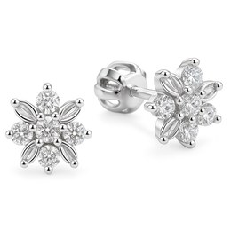 Stříbrné náušnice Kytička se zirkony - šroubek