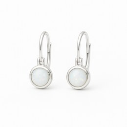 Zlaté 585/1000 náušnice z bílého zlata opál brizura 6032 SO