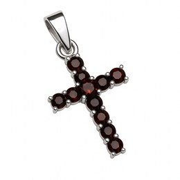 Stříbrný přívěs Křížek s Granáty