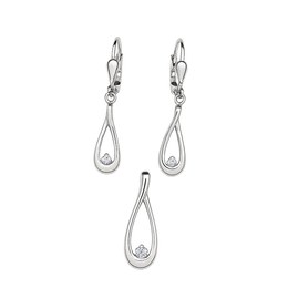 Stříbrná visací souprava se zirkony