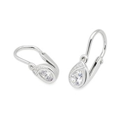 Zlaté 585/1000 dětské náušnice z bílého zlata s kamenem