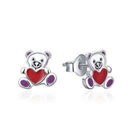 MOISS dětské stříbrné náušnice SMALT MEDVĚD