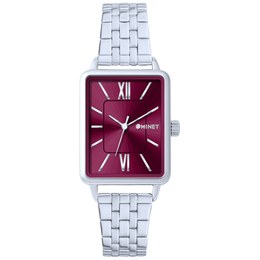 MINET Stříbrno-vínové dámské hodinky SIENA MWL5401