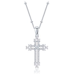 MINET Stříbrný náhrdelník křížek se zirkony a řetízek s kuličkami