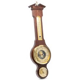 Barometr s teplměrem a vlhkoměrem na dřevěné podložce 6699-22