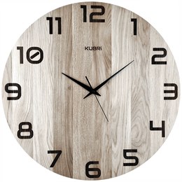 KUBRi HRC0128 - Dubové hodiny řízené signálem o průměru 60 cm s tichým chodem