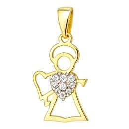 Zlatý 585/1000 přívěs Anděl se zirkony TU-4024