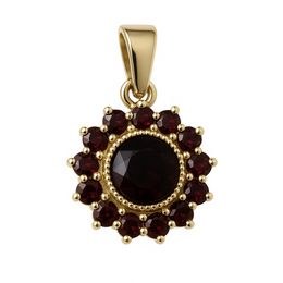 Stříbrný zlacený přívěs Kytka s Granáty