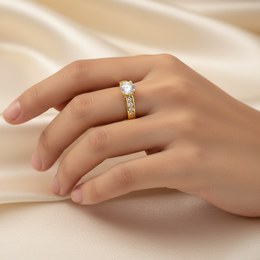 Zlatý 585/1000 prsten se zirkonem 5045