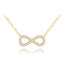 MINET Pozlacený stříbrný náhrdelník NEKONEČNO s bílými zirkony