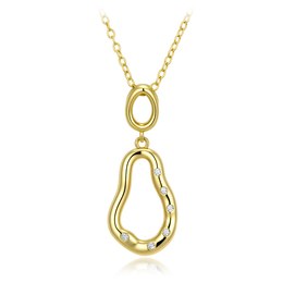MINET Elegantní zvlněný pozlacený stříbrný 925/1000 náhrdelník s bílým zirkonem JMAS0358GN47