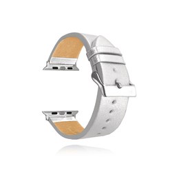 Stříbrný kožený řemínek MINET Top Grain pro APPLE WATCH 38-40 mm MSXAZS1