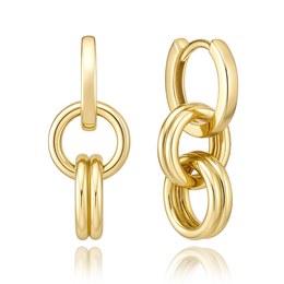 MINET Zlaté náušnice spojené kroužky Au 585/1000 1,60g