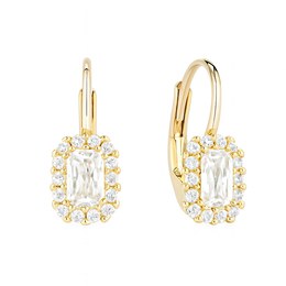 Zlaté 585/1000 náušnice se zirkony - klapkové TU-3030