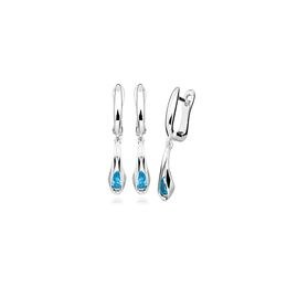 Stříbrné visací náušnice JVD s tyrkysovým zirkonem