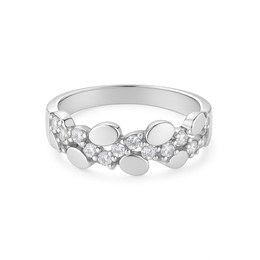 Zlatý prsten z bílého zlata se zirkony