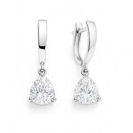 Zlaté 585/1000 visací naušnice z bílého zlata se zirkonem 6044-57Bn