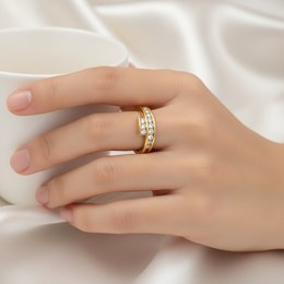 Zlatý 585/1000 prsten z bílého zlata se zirkonem 5013B