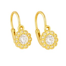 Zlaté 585/1000 náušnice kytičky s bílými zirkony 6040W