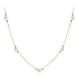 MINET Pozlacený stříbrný náhrdelník s přírodními perlami