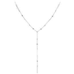 MINET Elegantní stříbrný náhrdelník s tyčkami, kuličkami a visícím řetízkem