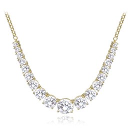 MINET Luxusní pozlacený stříbrný náhrdelník s bílými zirkony Ag 925/1000 15,95g