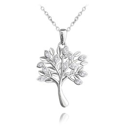 MINET Stříbrný náhrdelník STROM ŽIVOTA s bílými zirkony