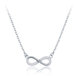 MINET Elegantní zlatý náhrdelník z bílého zlata nekonečno s bílými zirkony Au 585/1000 1,85g