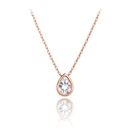 MINET Elegantní zlatý náhrdelník z růžového zlata s bílým zirkonem Au 585/1000 1,80g