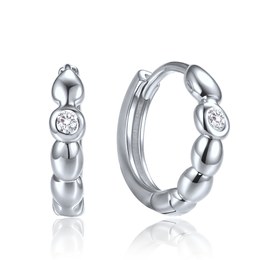 MINET Elegantní stříbrné náušnice kroužky s bílým zirkonem
