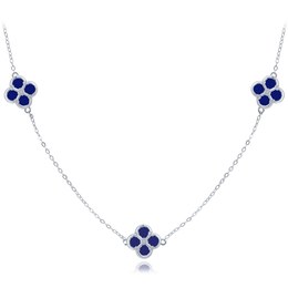 MINET Stříbrný náhrdelník čtyřlístky s lapisy