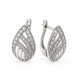 Zlaté náušnice z bílého zlata se zirkony francouzské zavírání