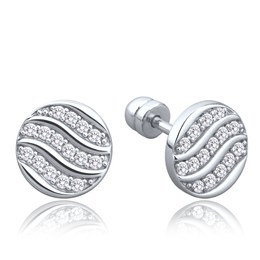 MINET Zlaté náušnice kolečko s bílým zirkonem Au 585/1000 1,60g