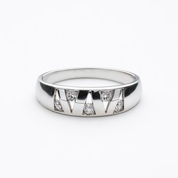 Zlatý prsten z bílého zlata se zirkony