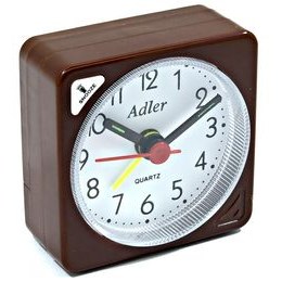 Adler RE03 hnědý - malý budíček s osvětlením a buzením pípáním