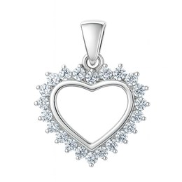 Zlatý 585/1000 přívěsek z bílého zlata se zirkony srdce 3969