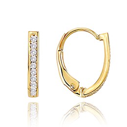 MINET Zlaté náušnice na patent s bílými zirkony Au 585/1000 1,55g